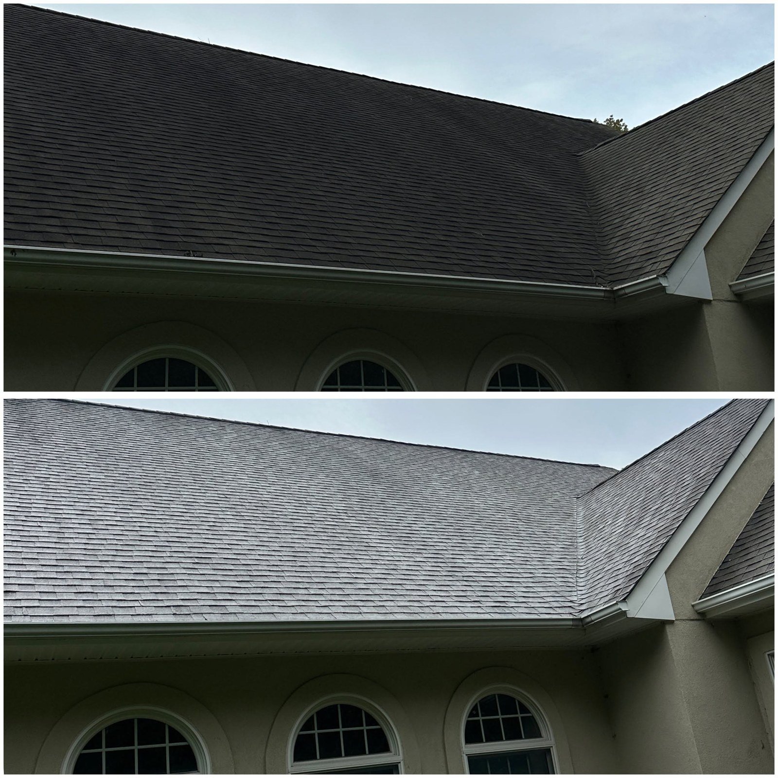 Roof cleaning before and after by Aqua Boy Power Washing in South Jersey