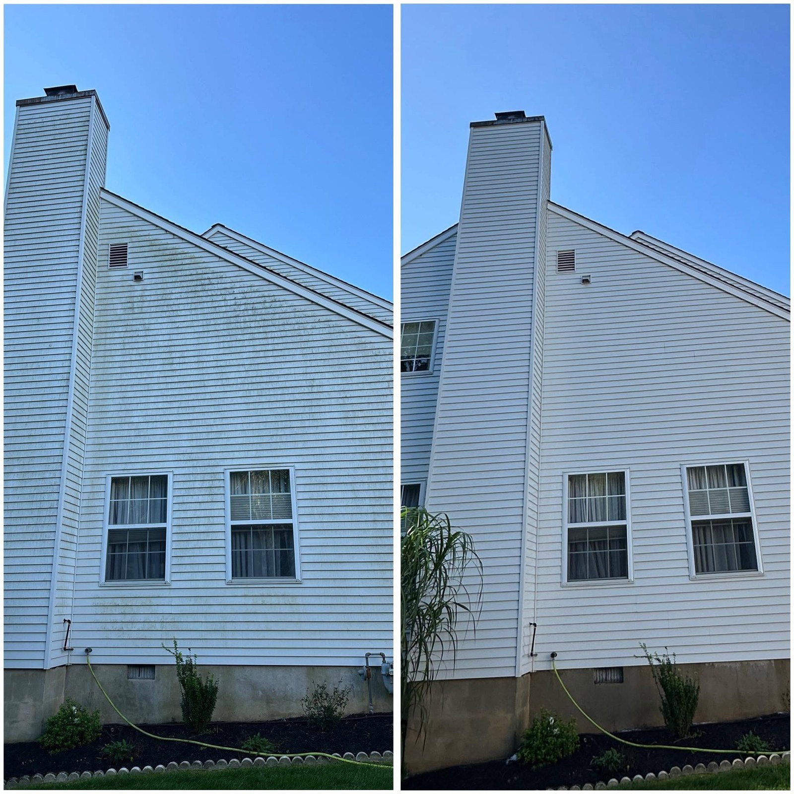 Vinyl siding before and after professional soft washing