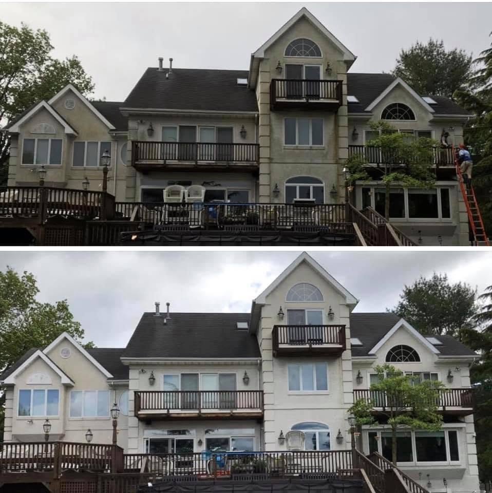 Before and after house washing project in Medford NJ