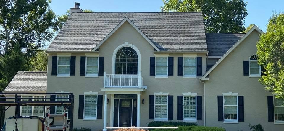 Roof cleaning on a Medford NJ home